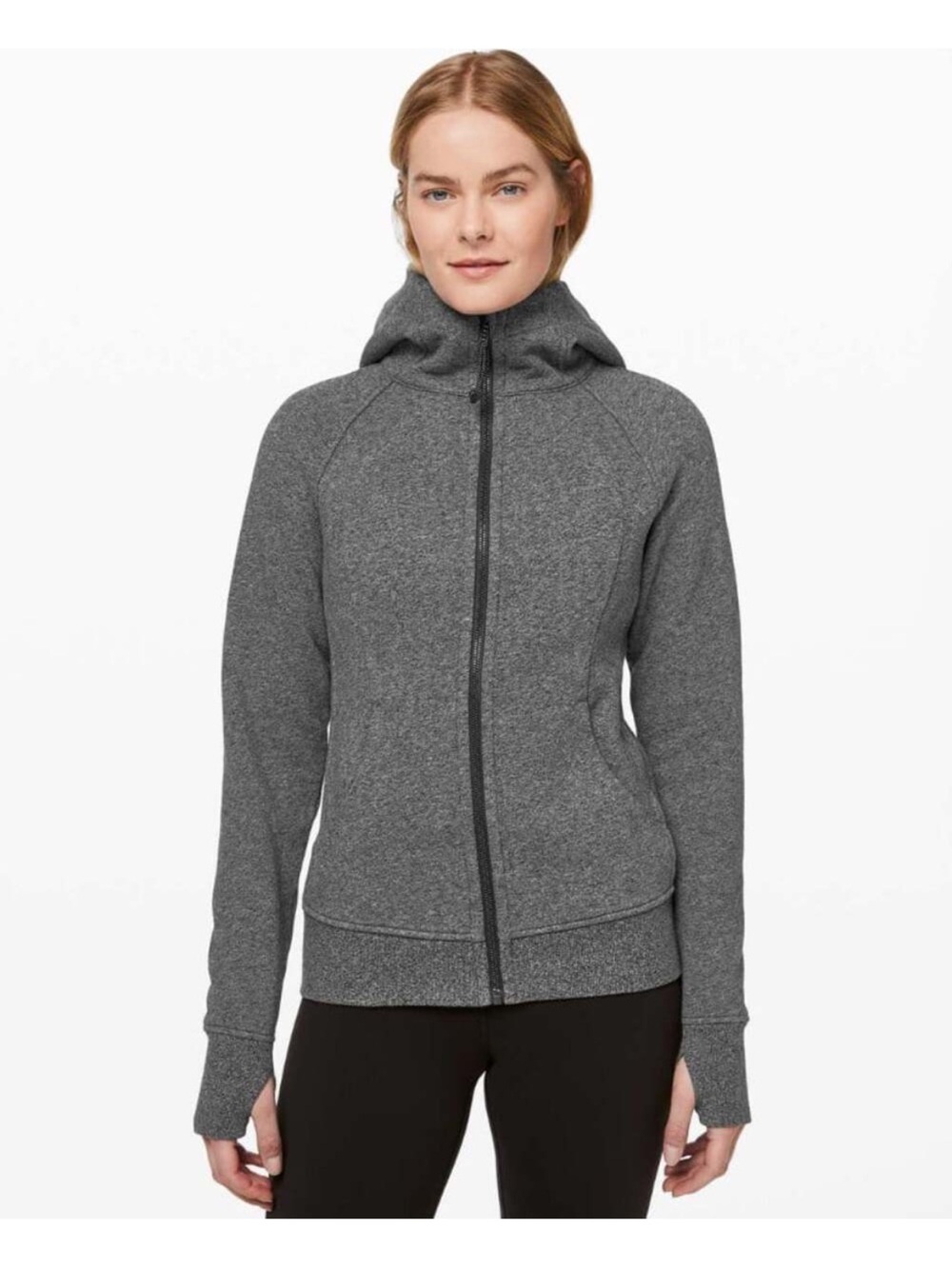 Lululemon Scuba Hoodie *Light Cotton Fleece Heathered Speckled Black Size 6